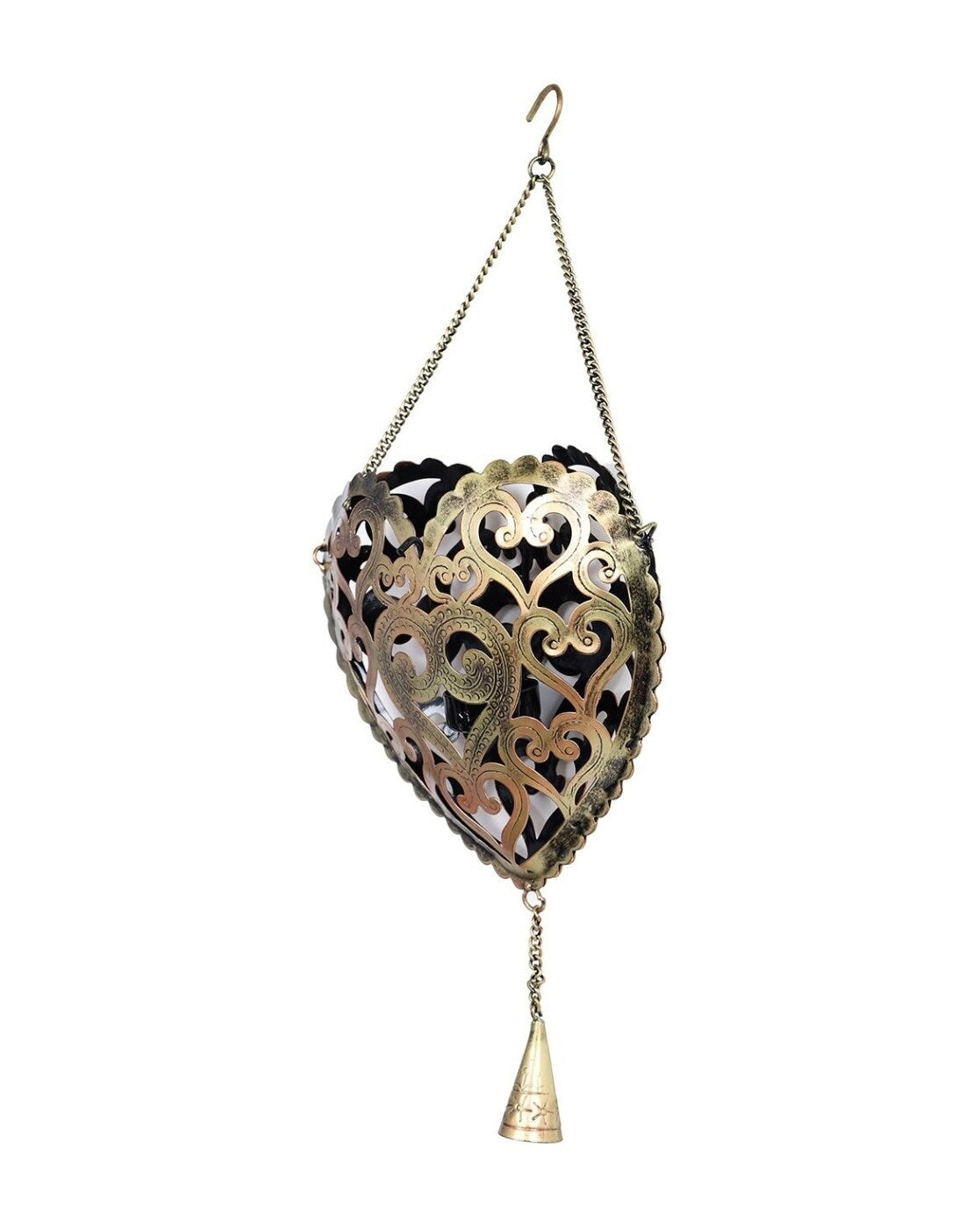 Heart Shaped Brass Light Holder - Handmade