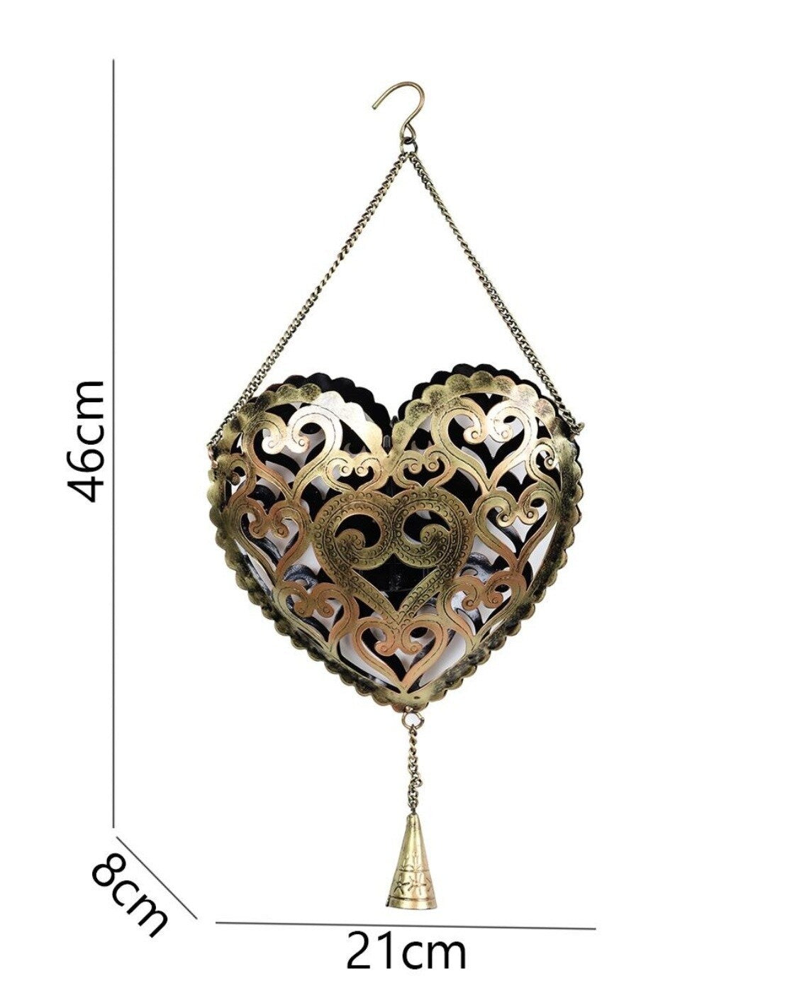 Heart Shaped Brass Light Holder - Handmade