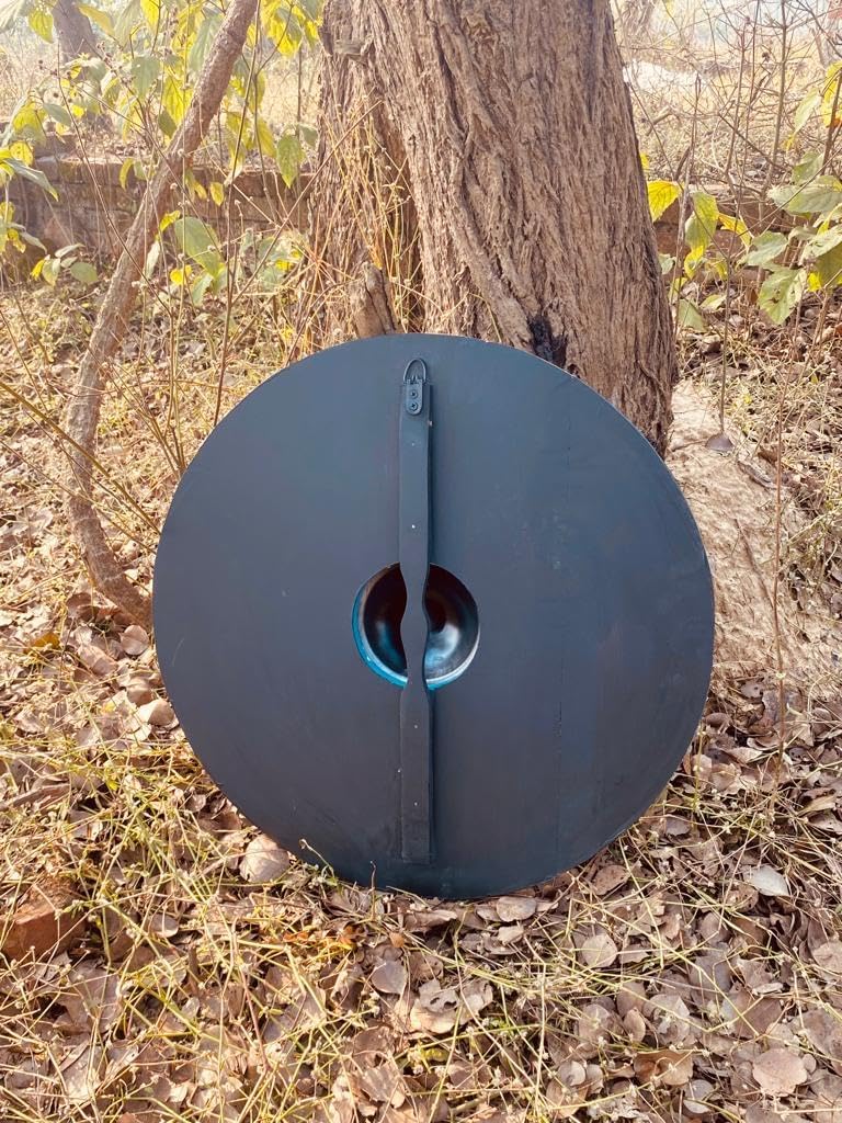 Ouroboros Battle Worn Viking Shield: 24-Inch Handmade Medieval Armor for LARP and Decor