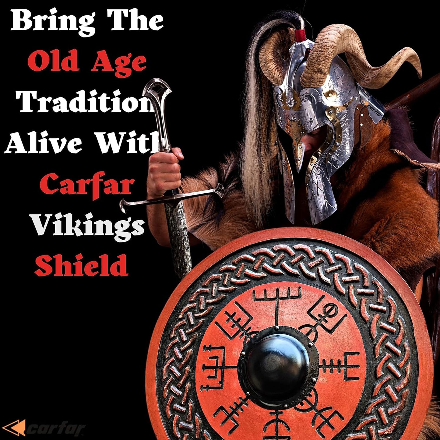 Medieval Vikings Handcrafted Warrior Shield: 24-Inch