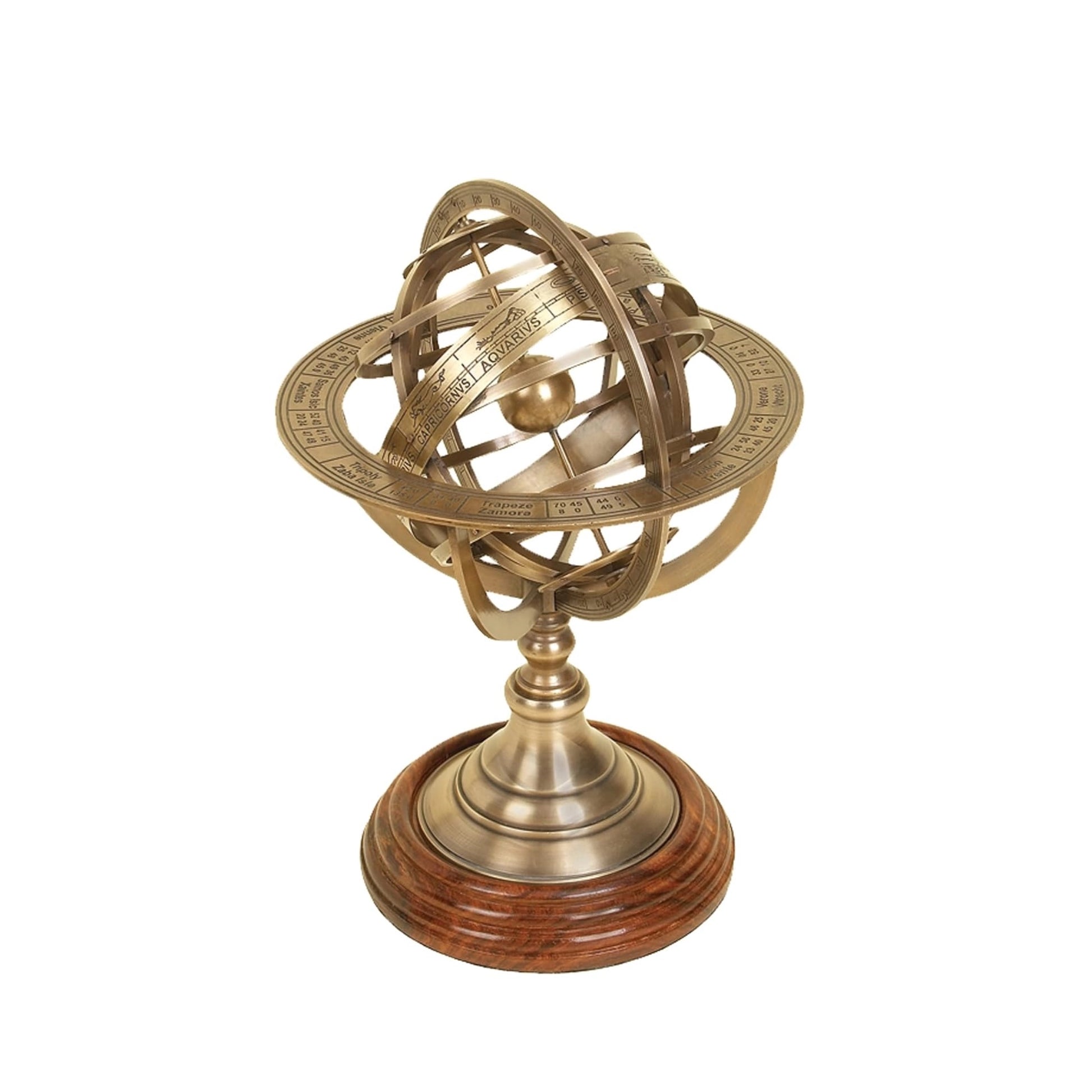 Brass Armillary Sphere Globe - 8 Inch Vintage Nautical Decor | Antique Marine Tabletop Globe
