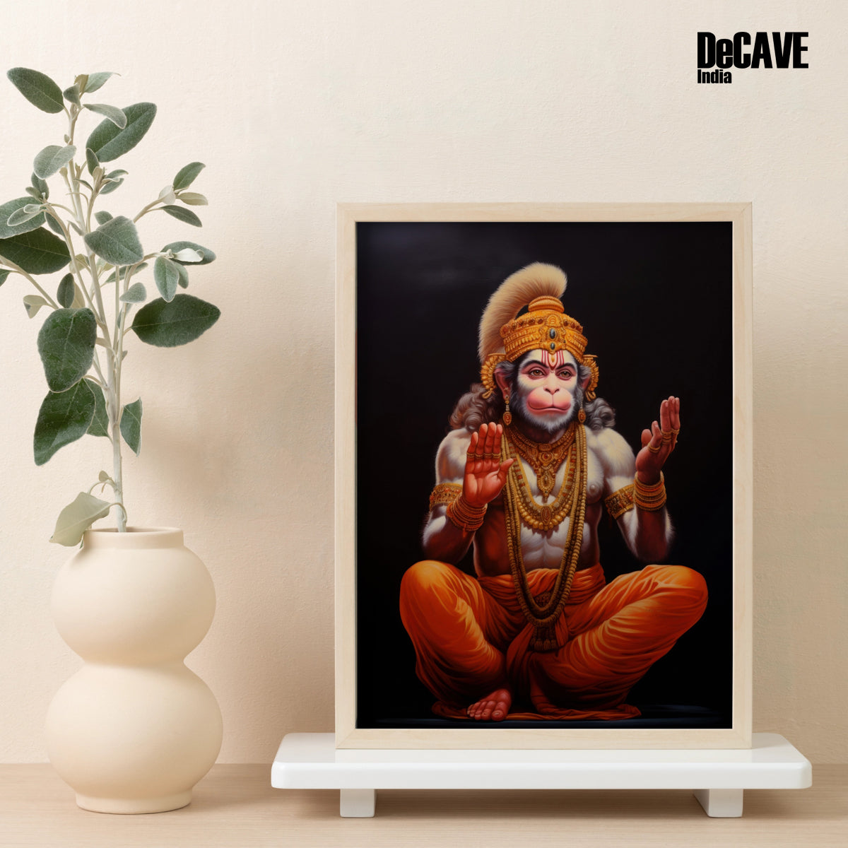 Divine Repose: Hanuman Seated in Serenity High Quality Canvas Print