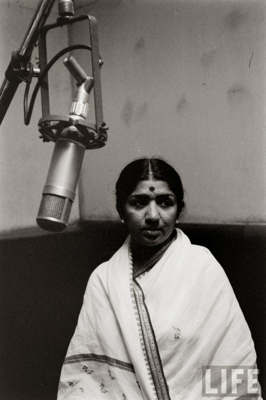 Lata Mangeshkar in studio - (Circa 1960)