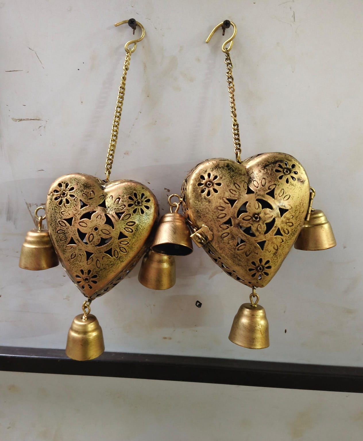 Heart 3 Bell Tea Light Candle Holder - Set of 2 | Handmade