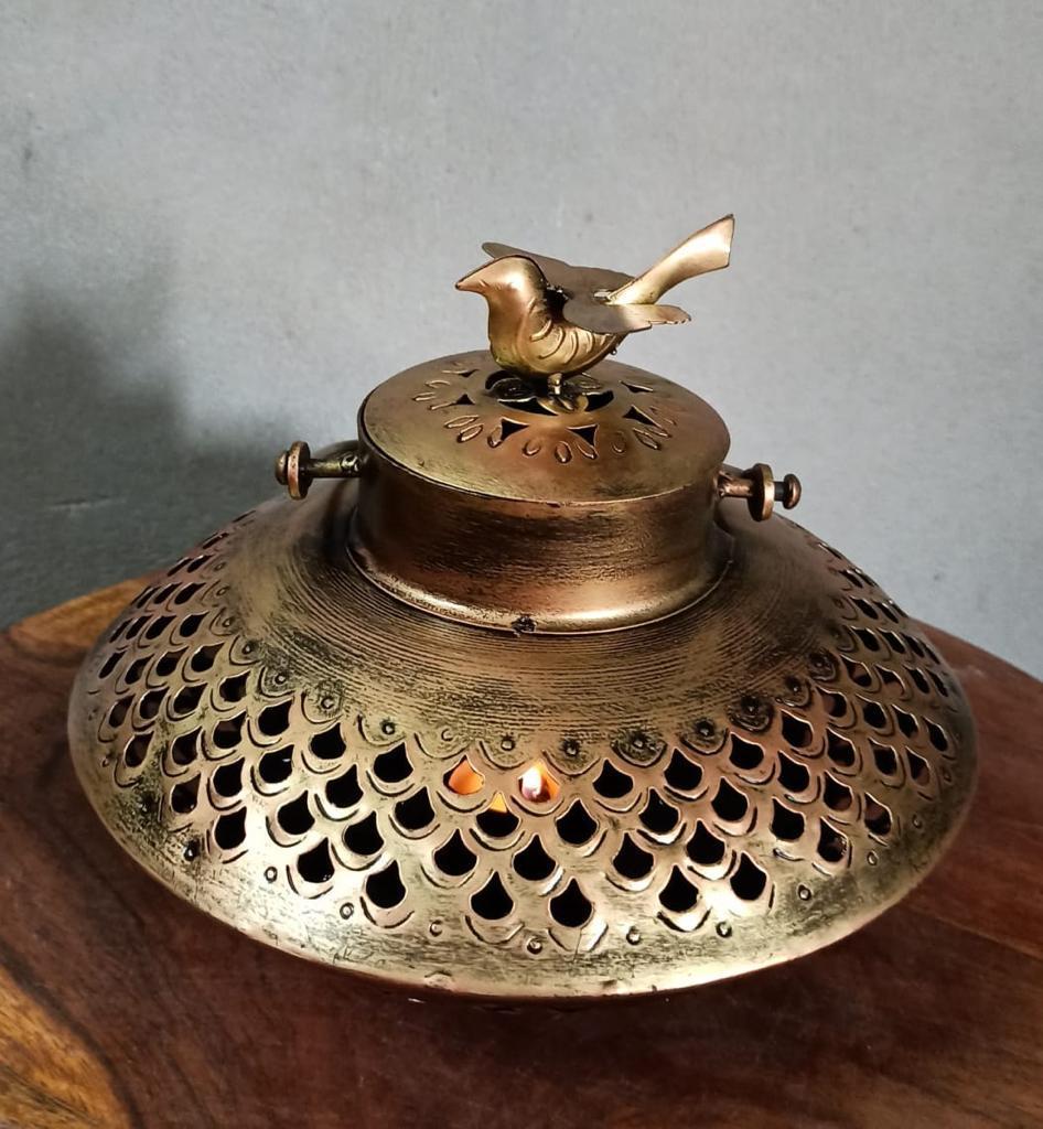 Brass Finish Iron Light Diffuser with Bird