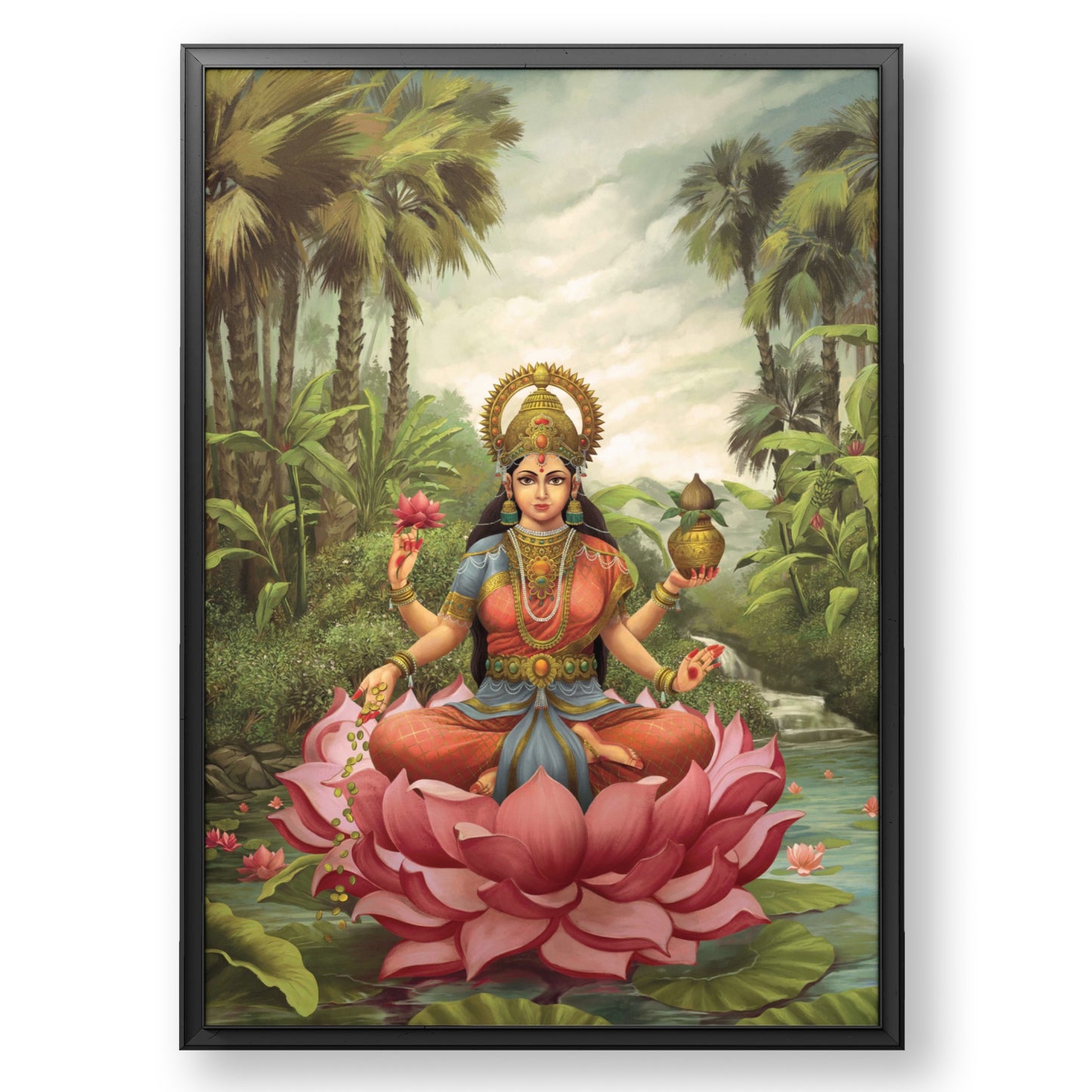 Divine Prosperity: Laxmi Mata Sitting on Lotus