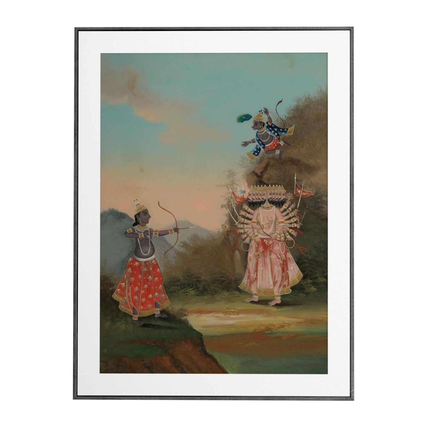 Rama and Hanuman fighting the demon Ravan.