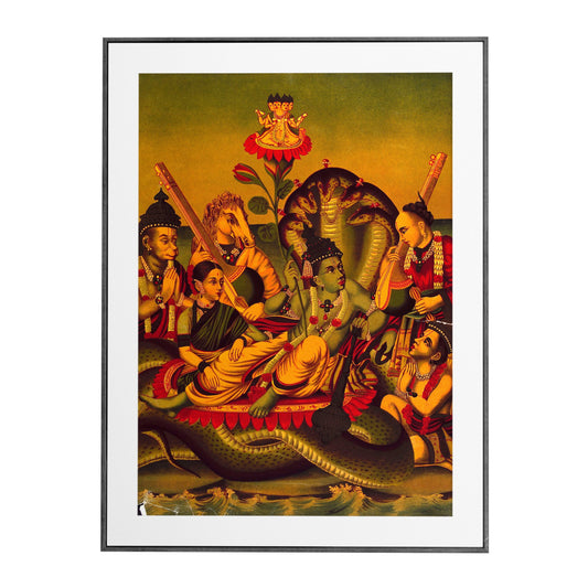 Vishnu Resting on the Cosmic Ocean: A Divine Gathering