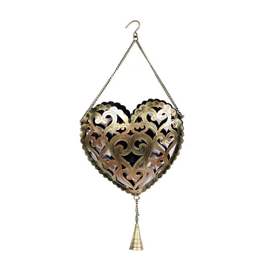 Heart Shaped Brass Light Holder - Handmade