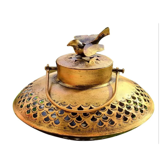 Brass Finish Iron Light Diffuser with Bird