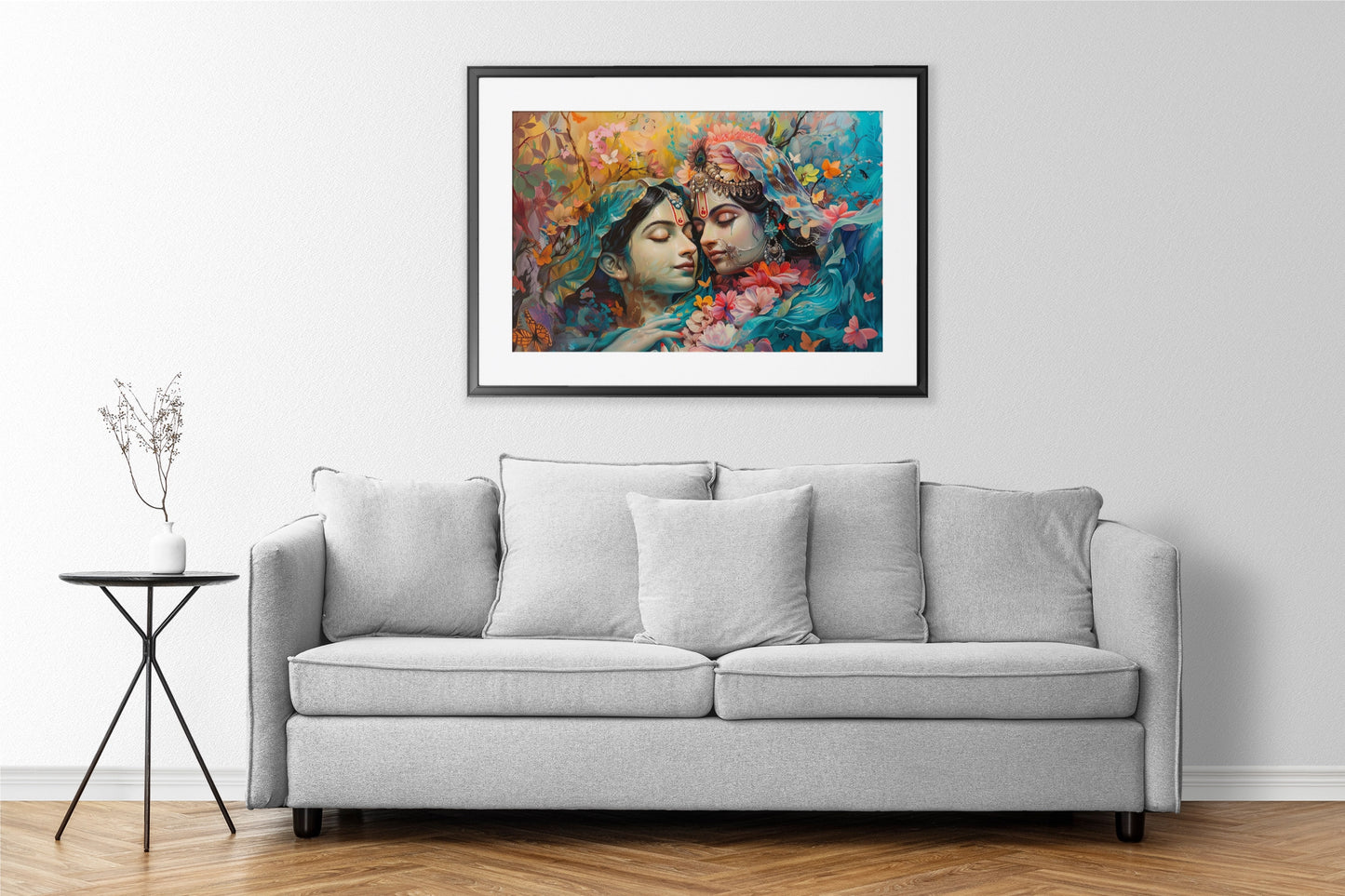 Radha Krishna Vivid Divine Love Painting | Vibrant Artwork for Spiritual Spaces