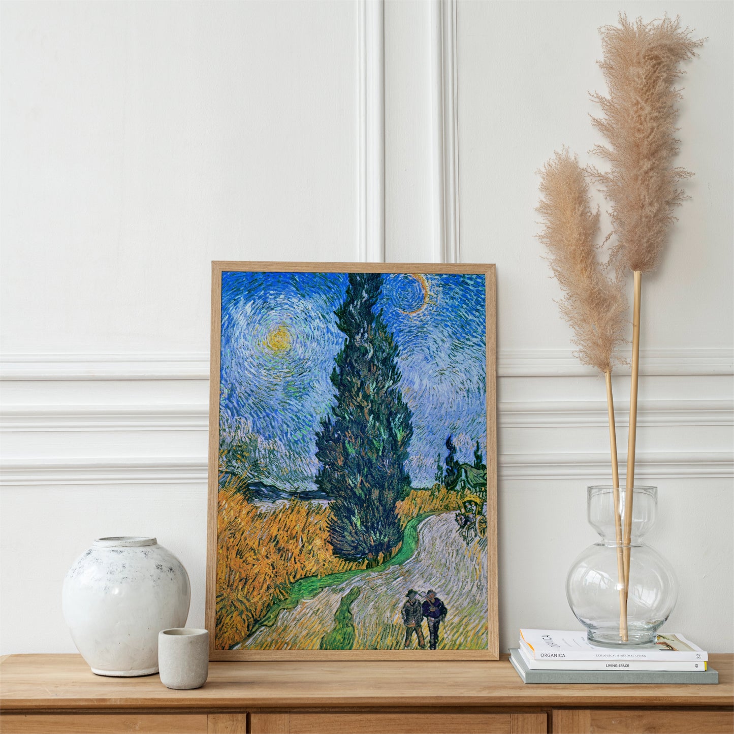 Vincent van Gogh's Road with Cypress and Star: Canvas Art Painting