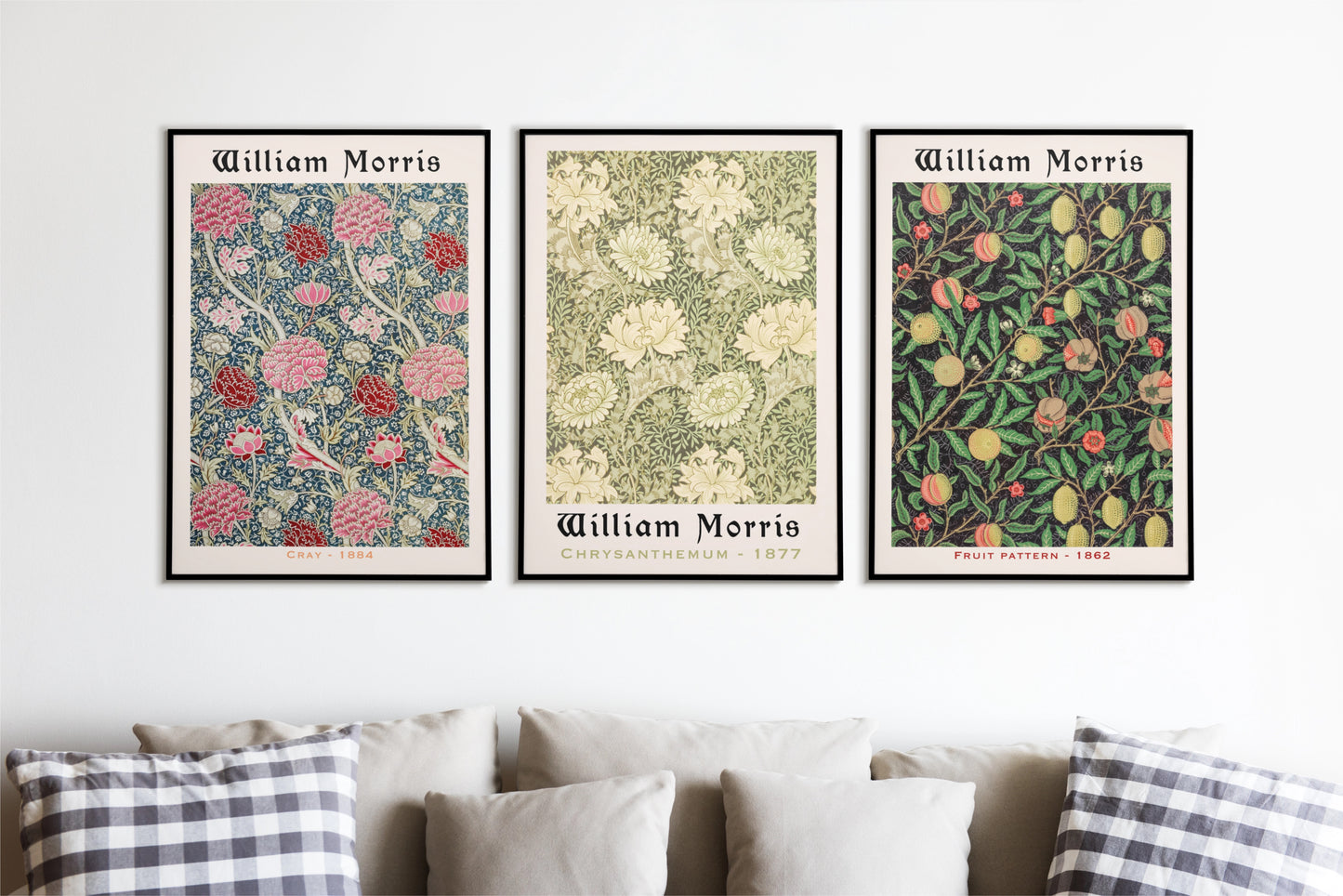 William Morris (Set Of 3) - CRAY (1884), CHRYSANTHEMUM (1877), FRUIT PATTERN (1862)