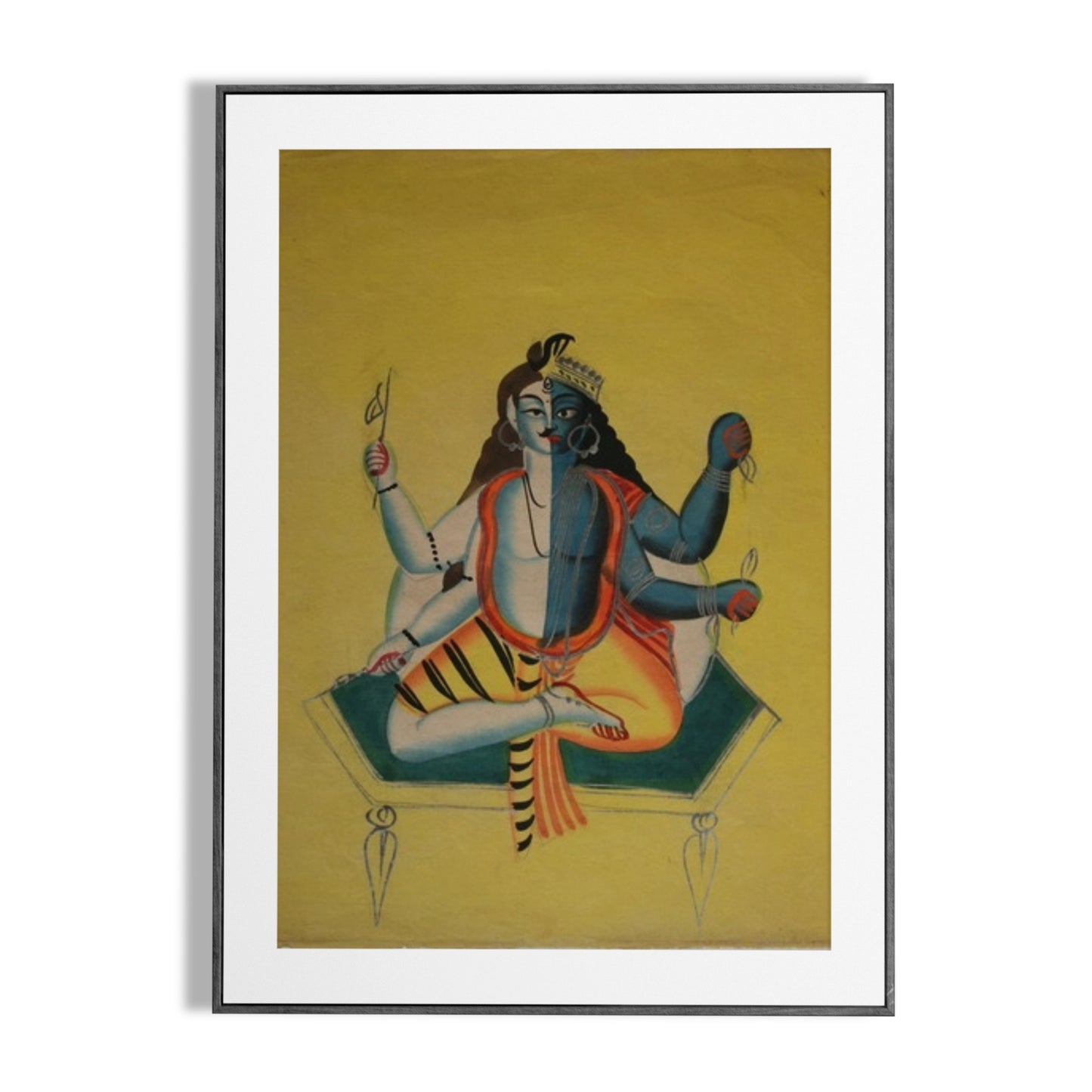 Hari-Hara (half Shiva and half Vishnu) - 19th Century Kalighat Painting