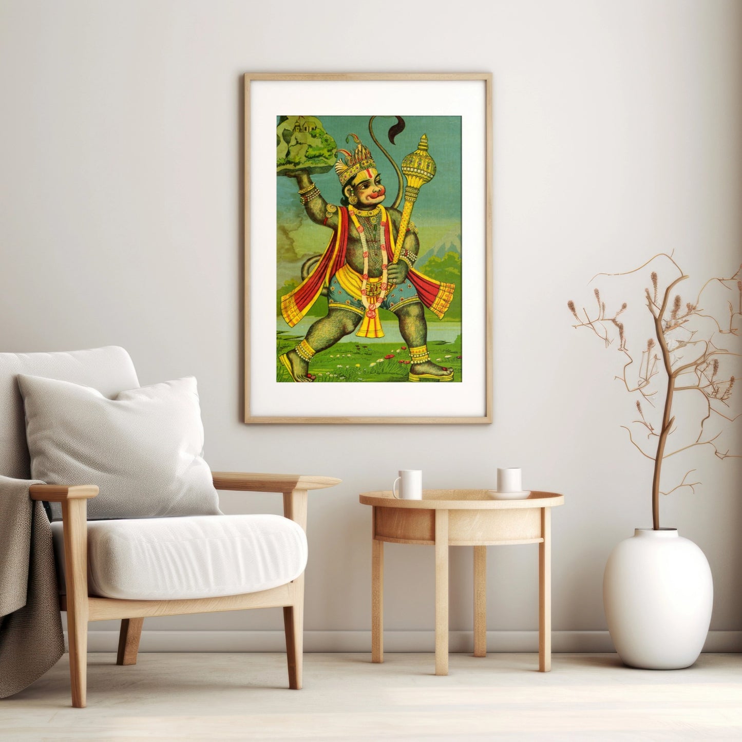 Striding Hanuman Carrying a Mace and Gandhamadan Mountain