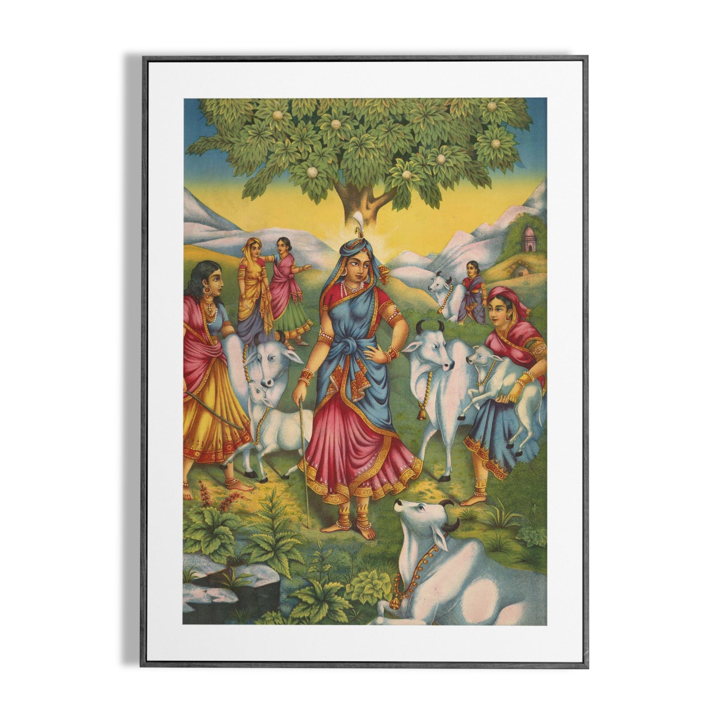 Radha tending cows in Vrindavan