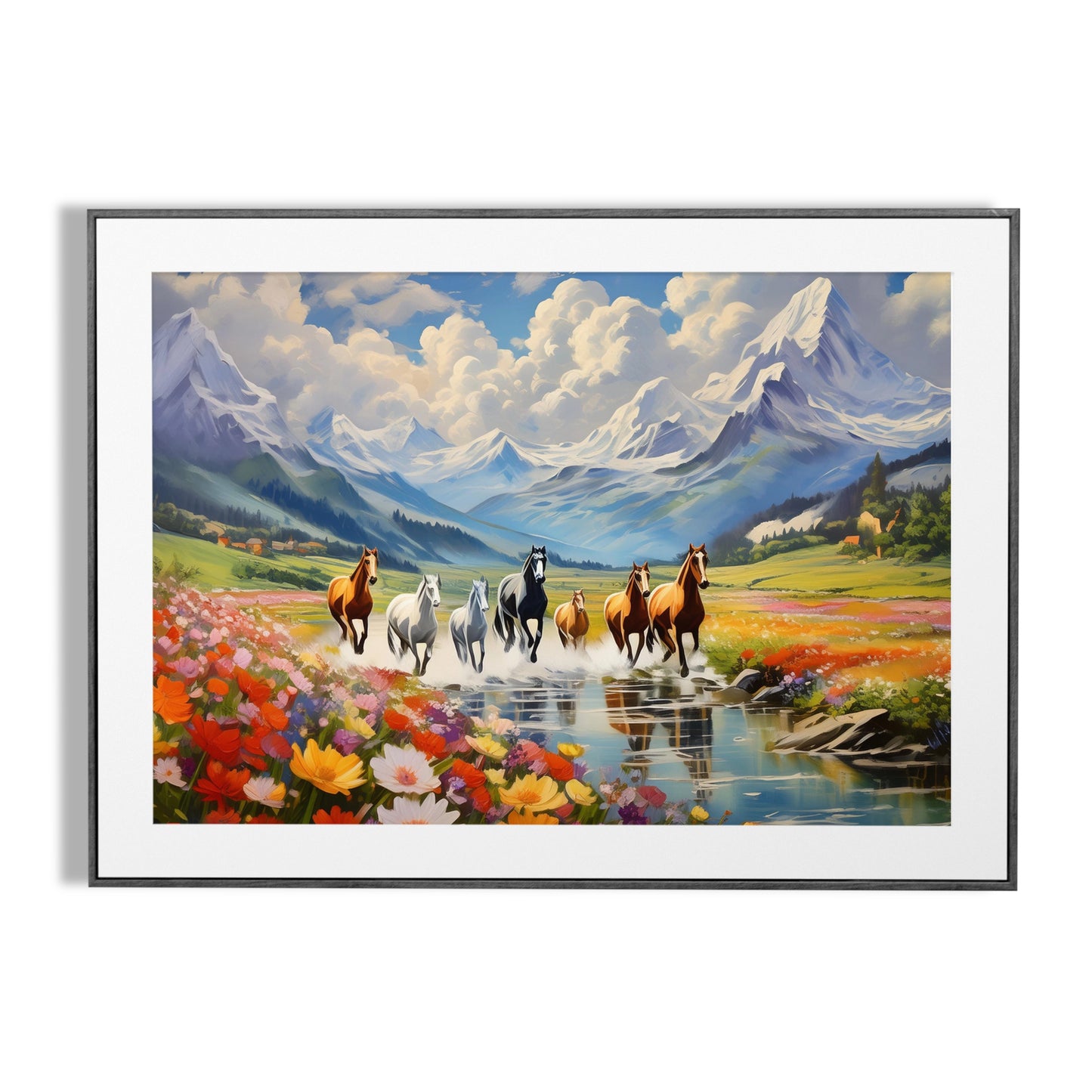 7 horses Running on water Vastu painting