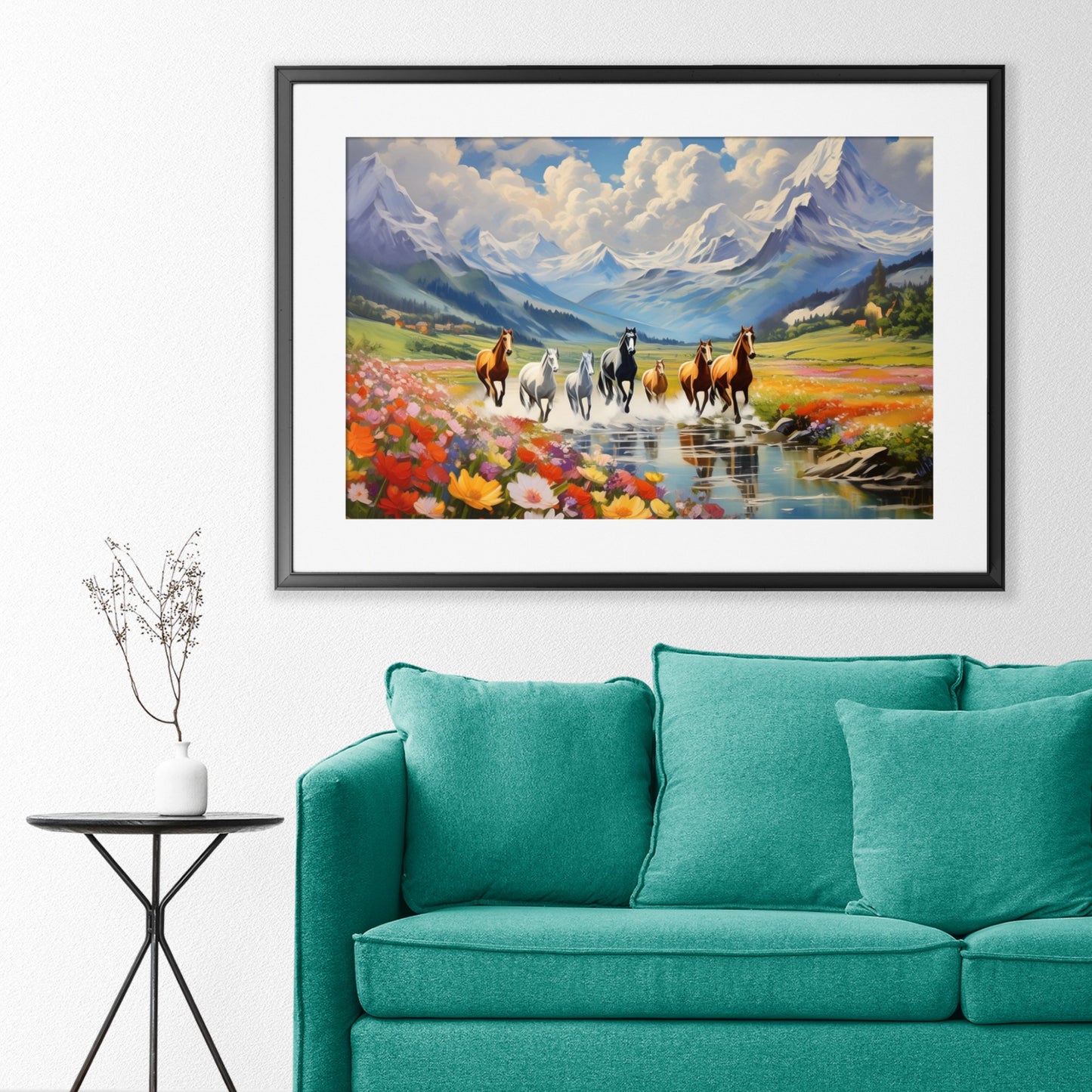 7 horses Running on water Vastu painting