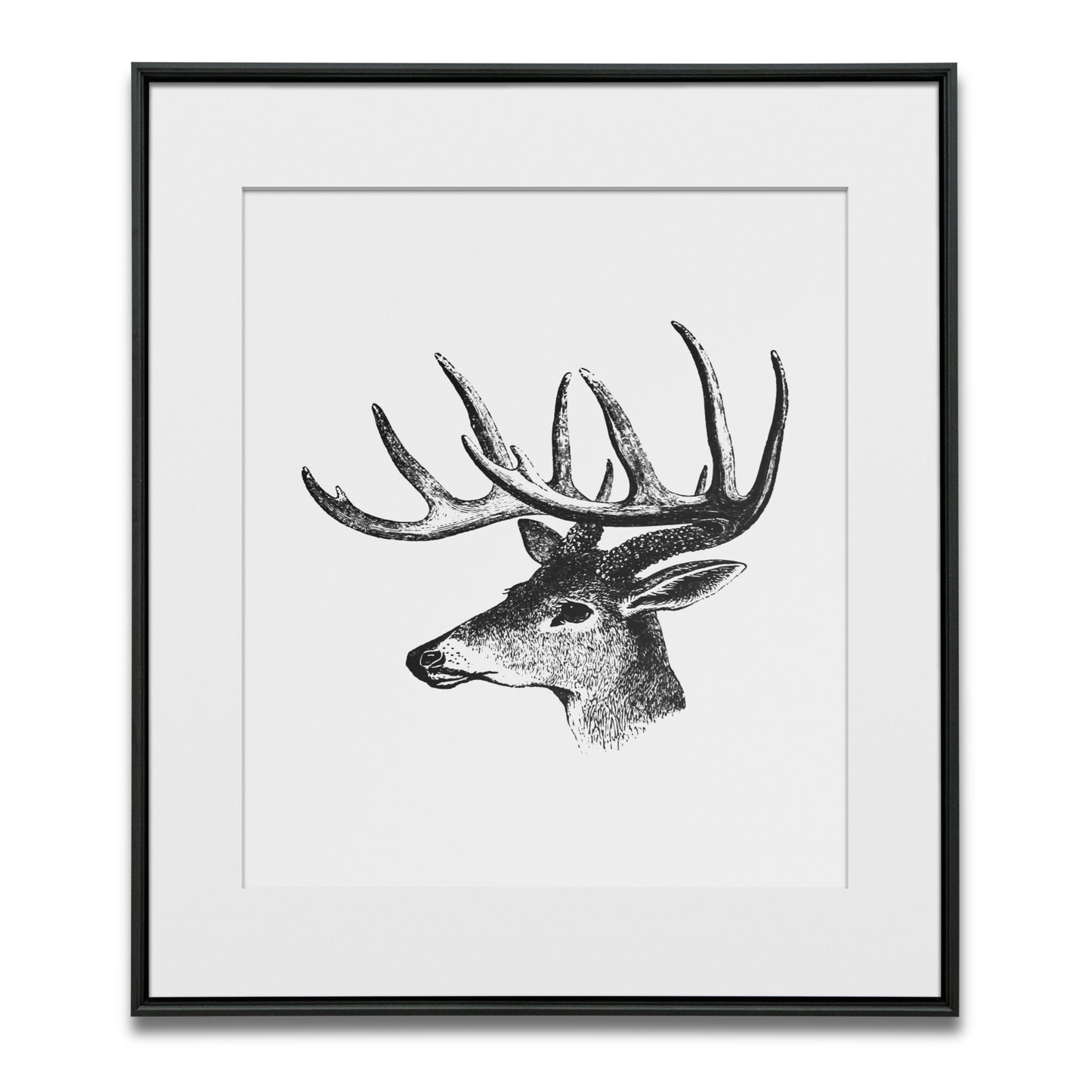 Vintage Victorian style deer head with antler engraving vastu painting