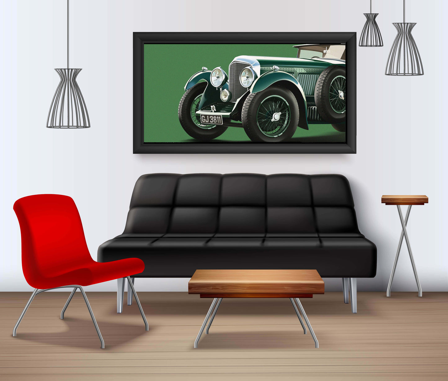 1930 Bentley 6-Speed Blue Terrain Coupe Art Painting