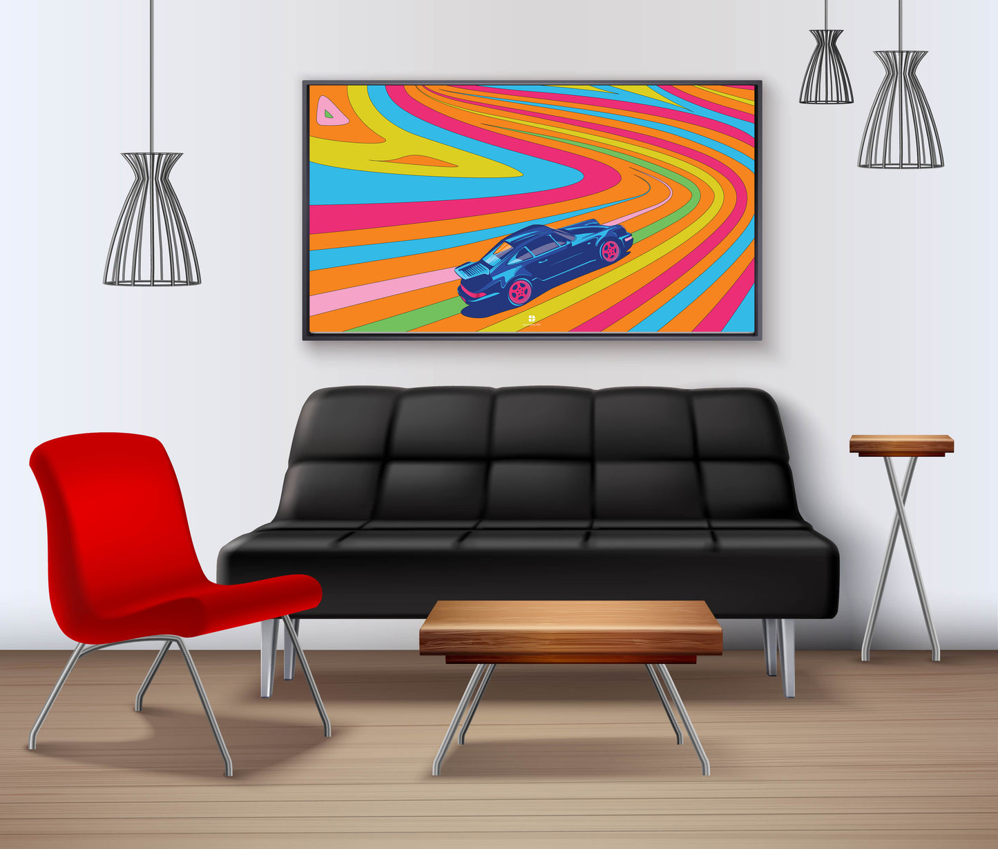 Porsche in Vivid Abstract: Automotive Art Poster